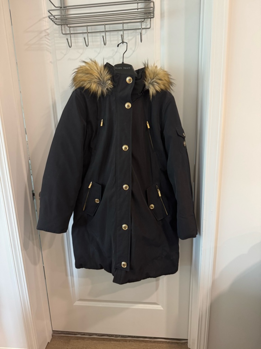 Michael Kors Black Coat with Fur Trim